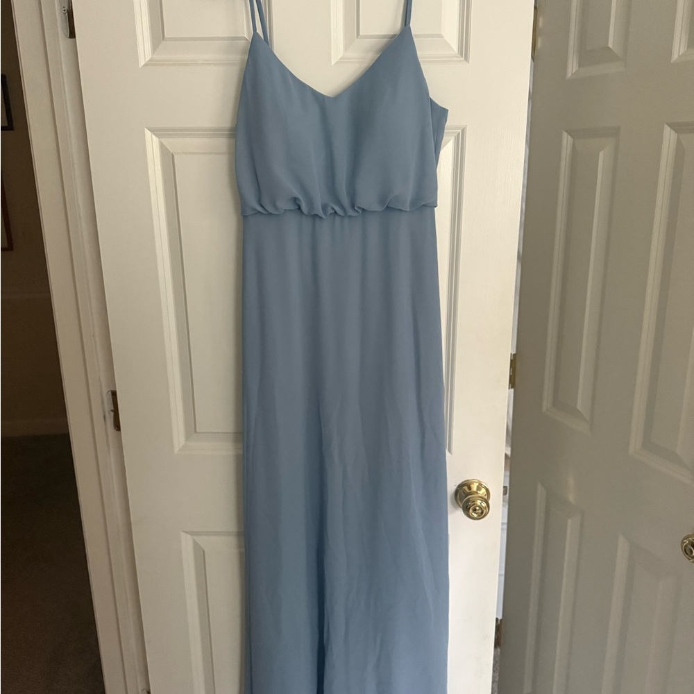 Elegant Blue Spaghetti Strap Dress